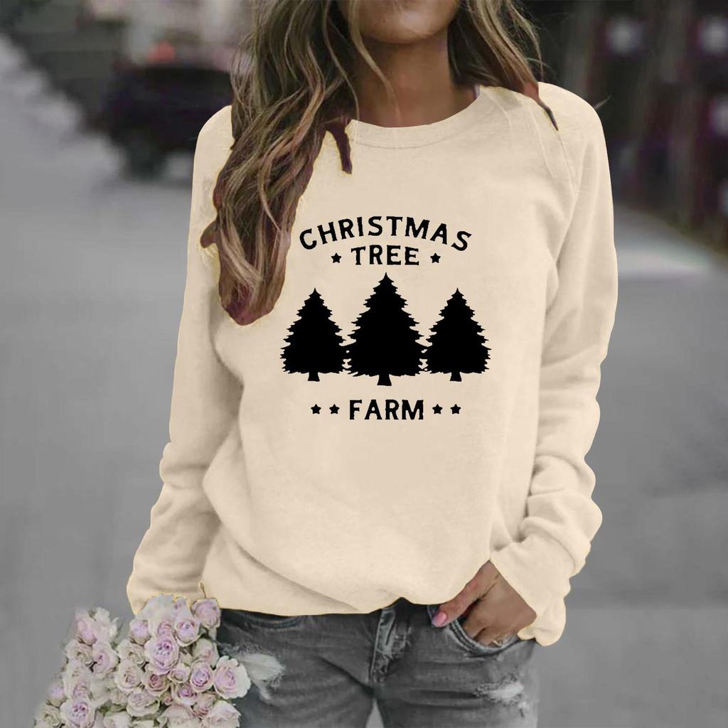 Simple Round Neck Long Sleeve Letter Print Sweatshirt