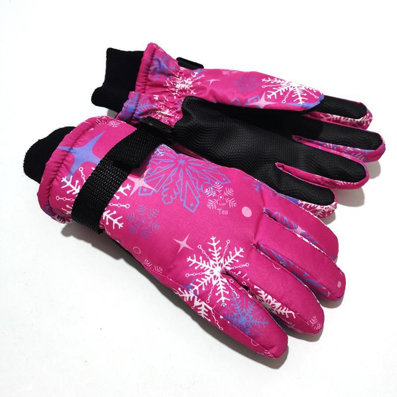 Children's Printed Electric Bike Gloves: Warm, Waterproof, Windproof Ski & Outdoor Cycling Gloves