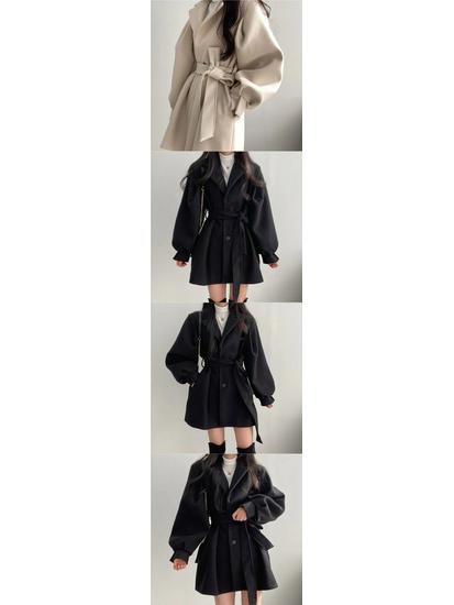 Sense for Petite: Women's Trendy Loose Fit Wool Coat, Korean Style, Mid-Length, Autumn/Winter 2025.