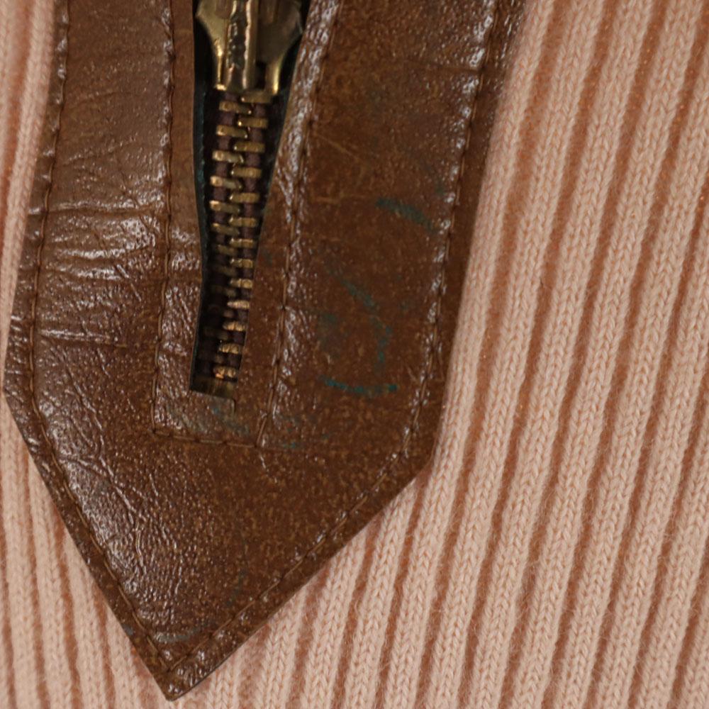 MONTGOMERY WARD 70s Vintage Talon Zip Long Sleeve Leather Switching Sweater Women Used