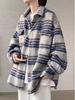 Men's Autumn Retro Plaid Wool Shirt Jacket - Heavyweight, Textured, Trendy Silhouette