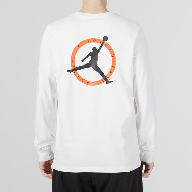 Jordan Flight Mvp Long Sleeve Crew T-Shirt With Letter Logo And Drop Shoulder Men Tops White DV8433-030