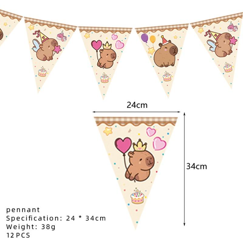 Capybara theme birthday flag balloon paper plate paper cup disposable tableware party supplies venue cloth