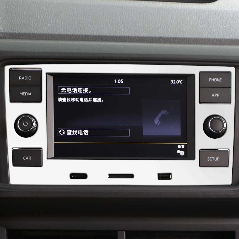 For VW T-CROSS Volkswagen Tcross 2018-2023 Console Display Panel Frame Cover Center Sequins Stickers Stainless Steel Accessories
