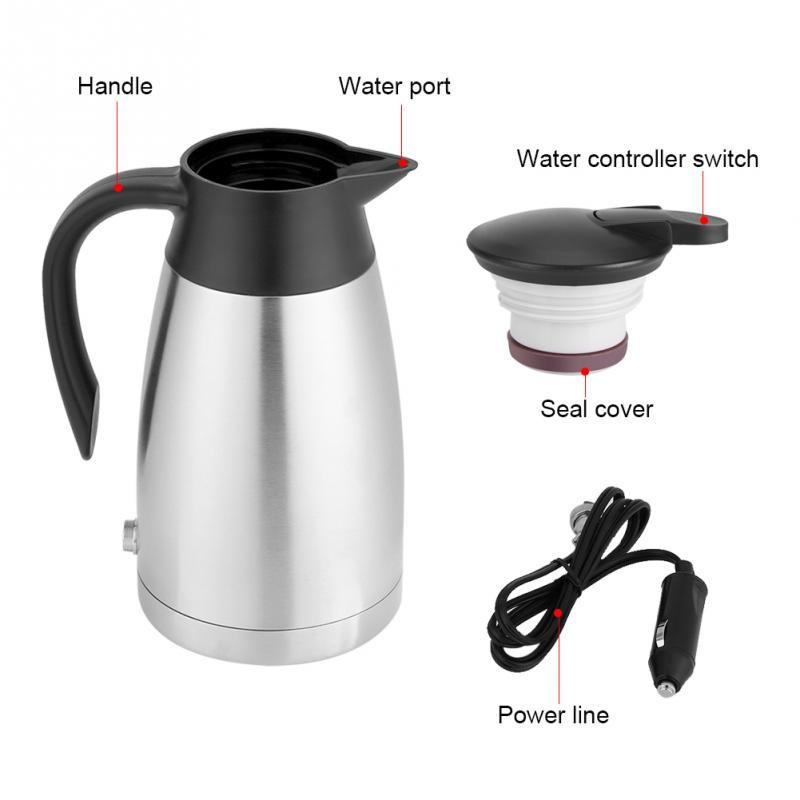 12//24V 1000ml auto elettriche riscaldati Tazza Coppa Acqua Bollitore in Acciaio Auto Riscaldamento Bollitore