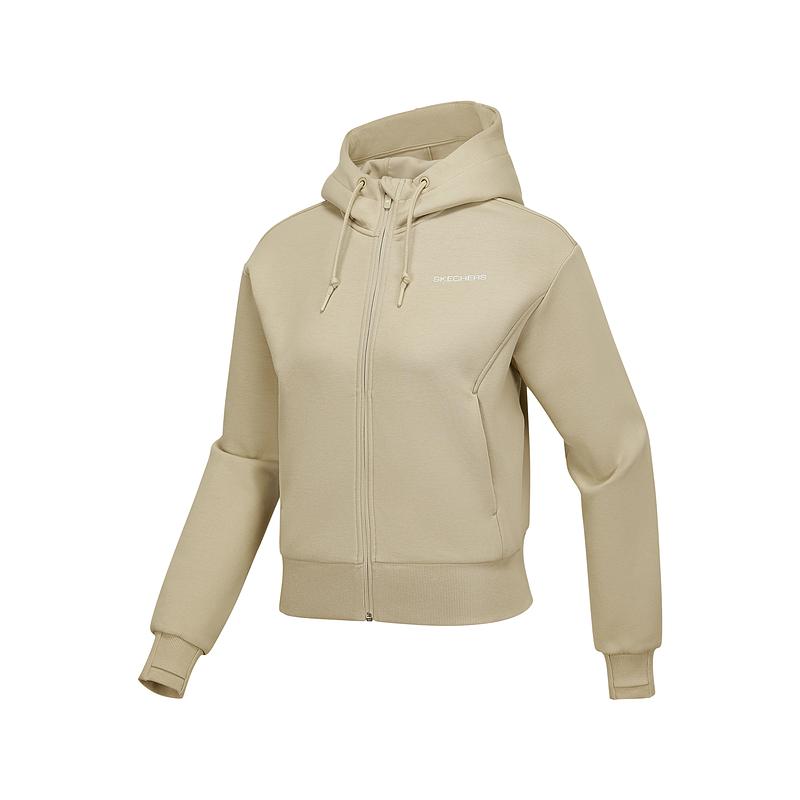 Skechers Lightweight Knit Hooded Zip-Up Cardigan Sweatshirt Women tops White-Pepper P125W022-0062 M