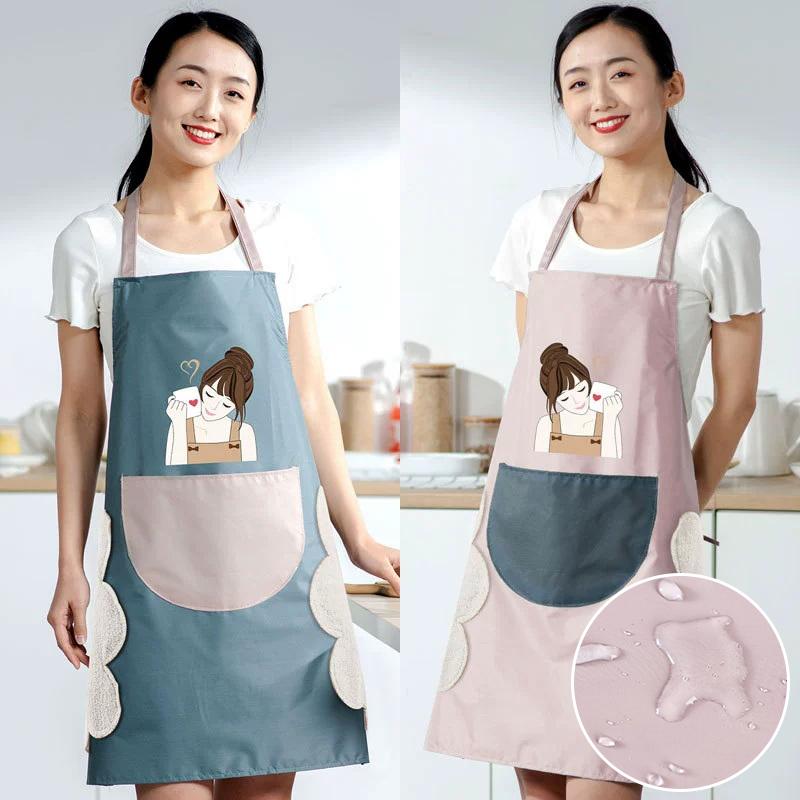 Kuchyňská Domácí Vodotěsná A Olejivzdorná Pánská A Dámská Zástěra Vaření Pečení Vodotěsná Olejivzdorná Zástěra Otírání Rukou