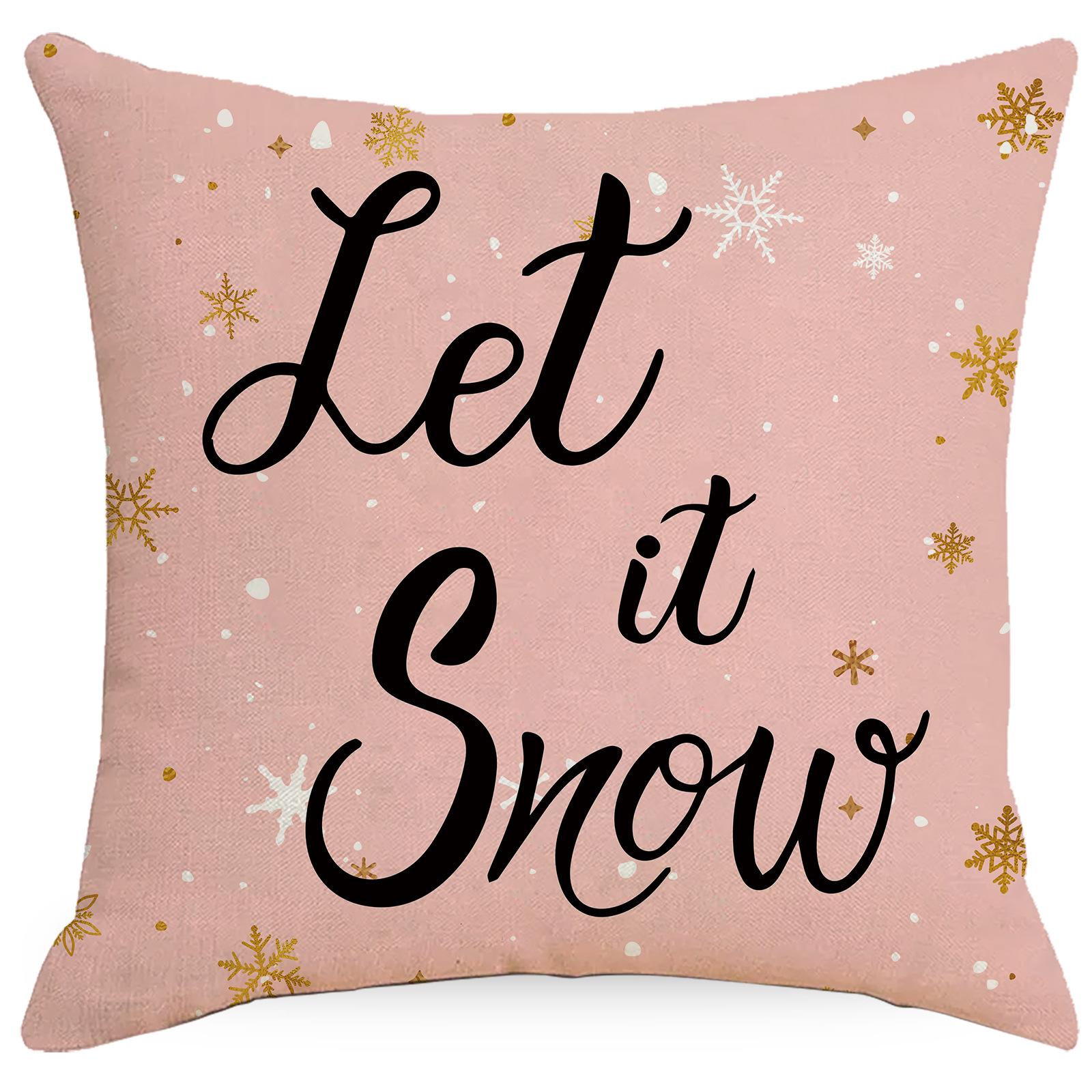 

Новая розовая рождественская наволочка для подушки, льняная, односторонняя, для украшения дома, для гостиной, дивана, спинки 45 * 45CM