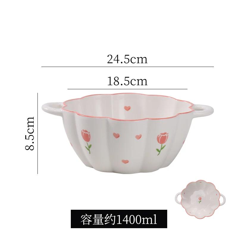 

10-дюймовая суповая миска с двумя ручками Hepburn Storm Point Набор посуды Тыква Керамика Миска для супа быстрого приготовления Салатницы Рисовые миски He is a size 10.