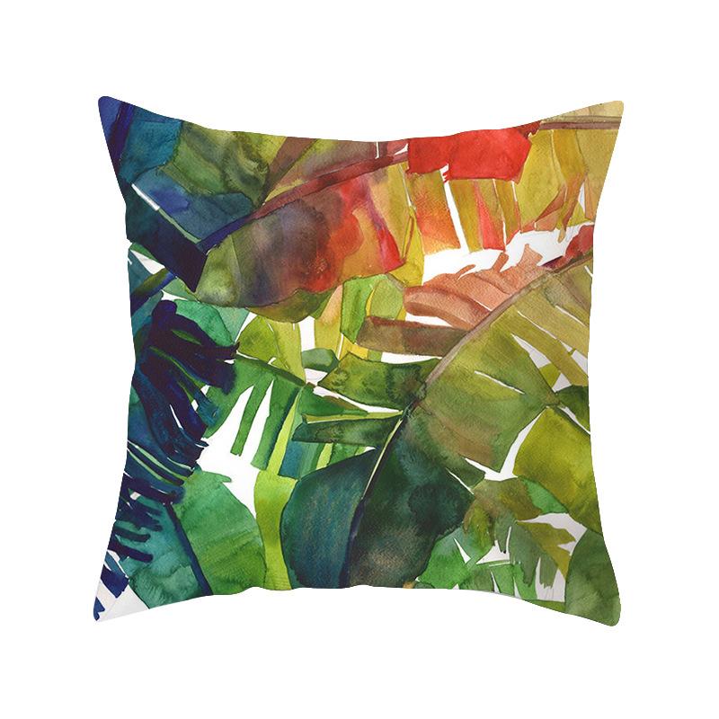 New Tropical Plant Fashionable Leaves Rainforest Pillow Case Cushion Cover Peach Leather Velvet Digital