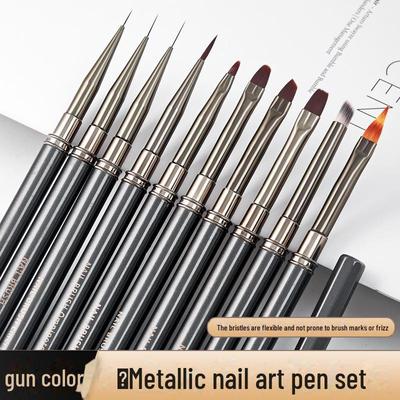 Japanese Style Metal Rod Nail Art Brush Set for Professional Gradient, Line, and Flower Painting