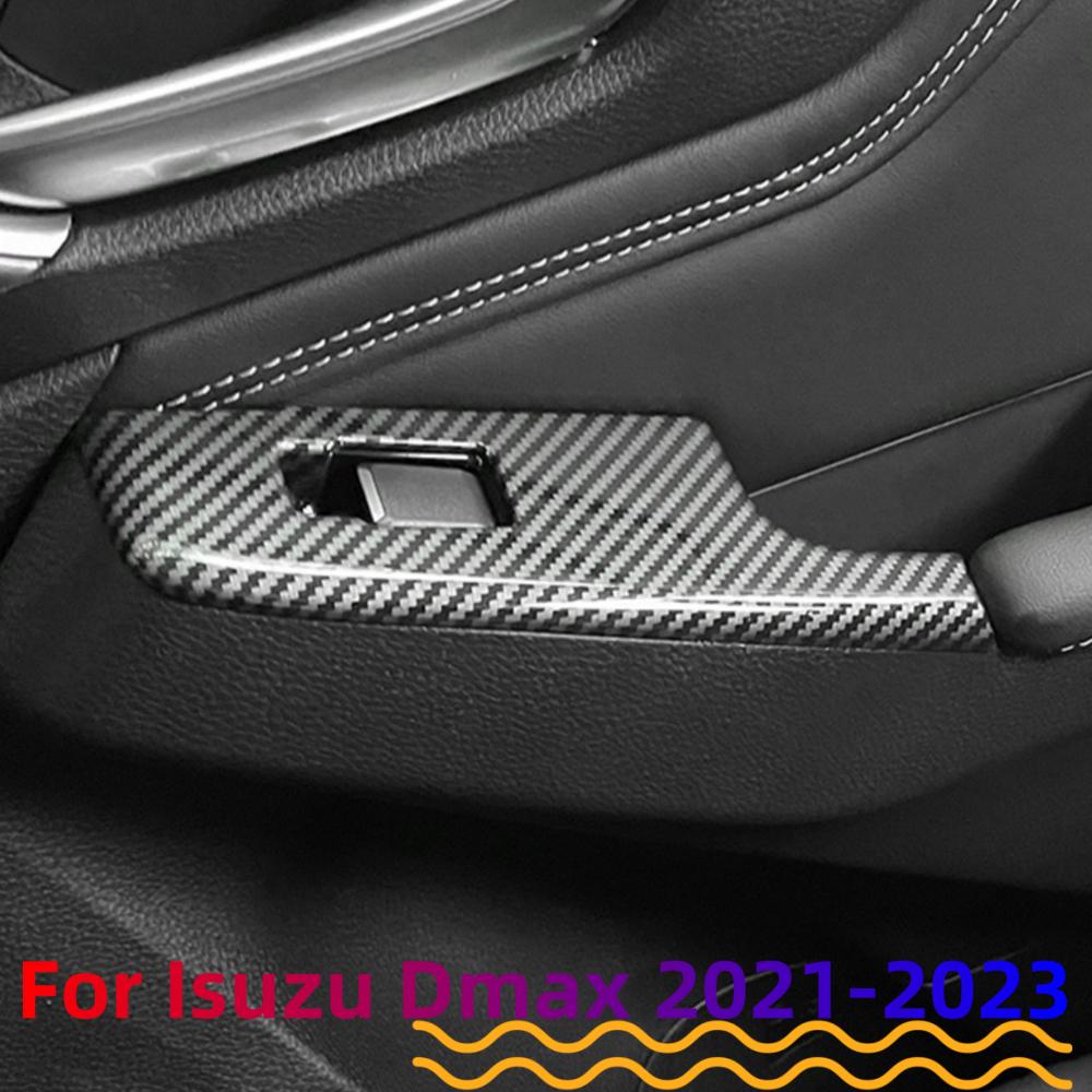 Car Window Switch Panel Cover For Isuzu D-MAX DMAX 2021 2022 2023+ LHD Carbon Fiber Sticker Modification Accessories