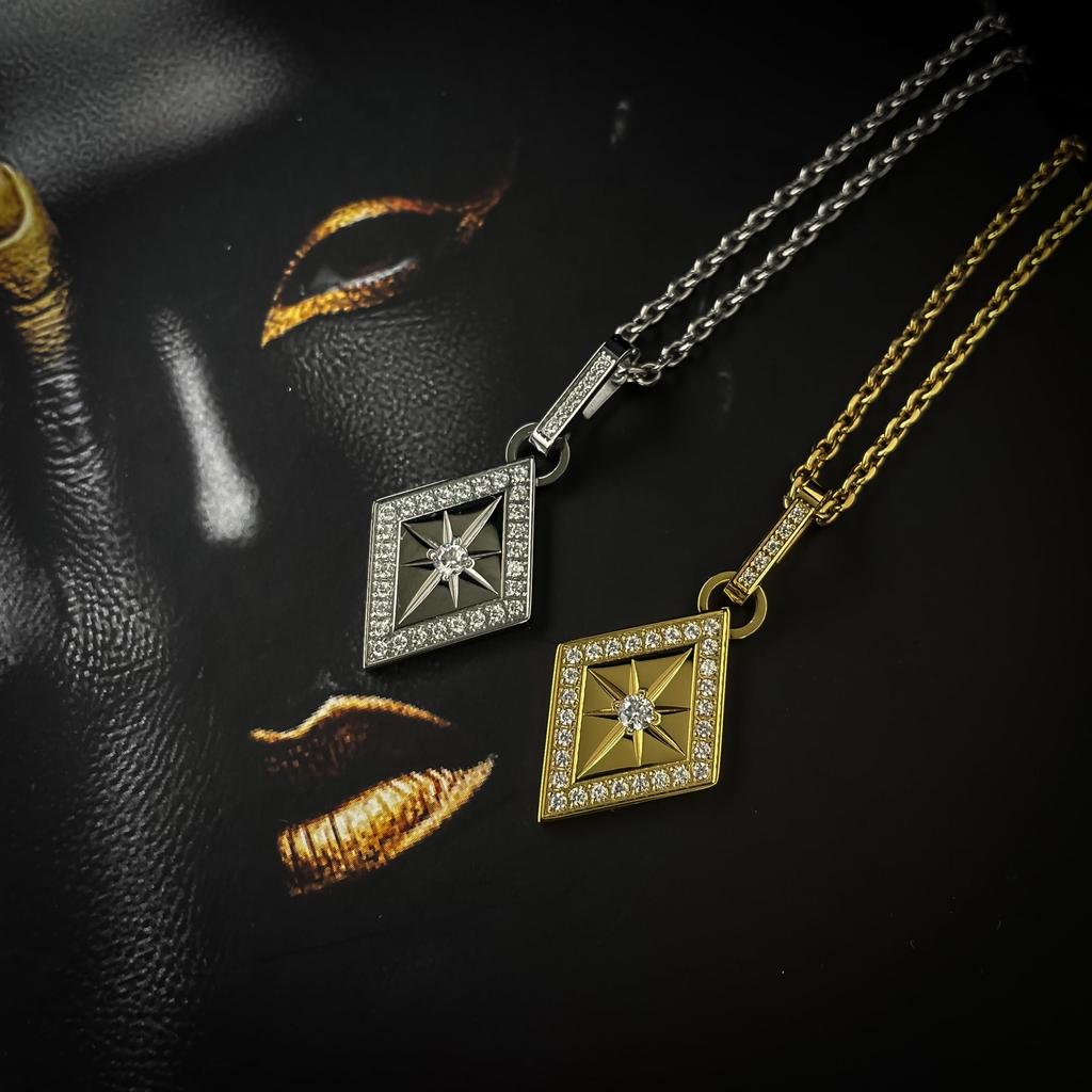 Sunflower Necklace Zirconia Surgical Stainless Steel 316L Hawaiian Jewelry Gold [Lucliss]