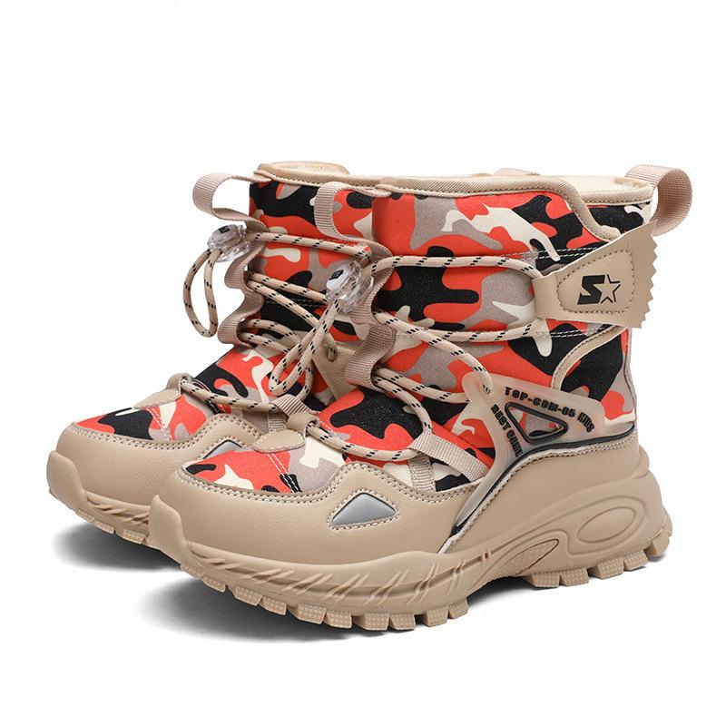 

Зимние новые бархатные ботинки для мальчиков и девочек, модная теплая обувь 38 хаки