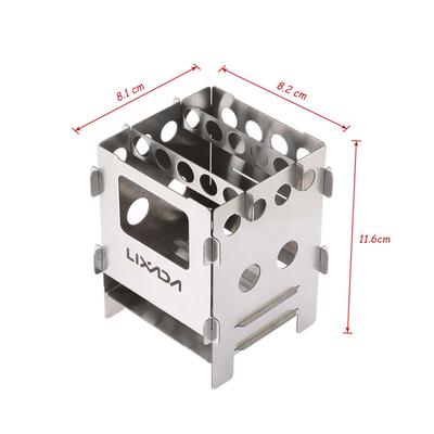 Portable Stainless Steel Lightweight Folding Wood Stove Pocket Stove Outdoor Camping Cooking