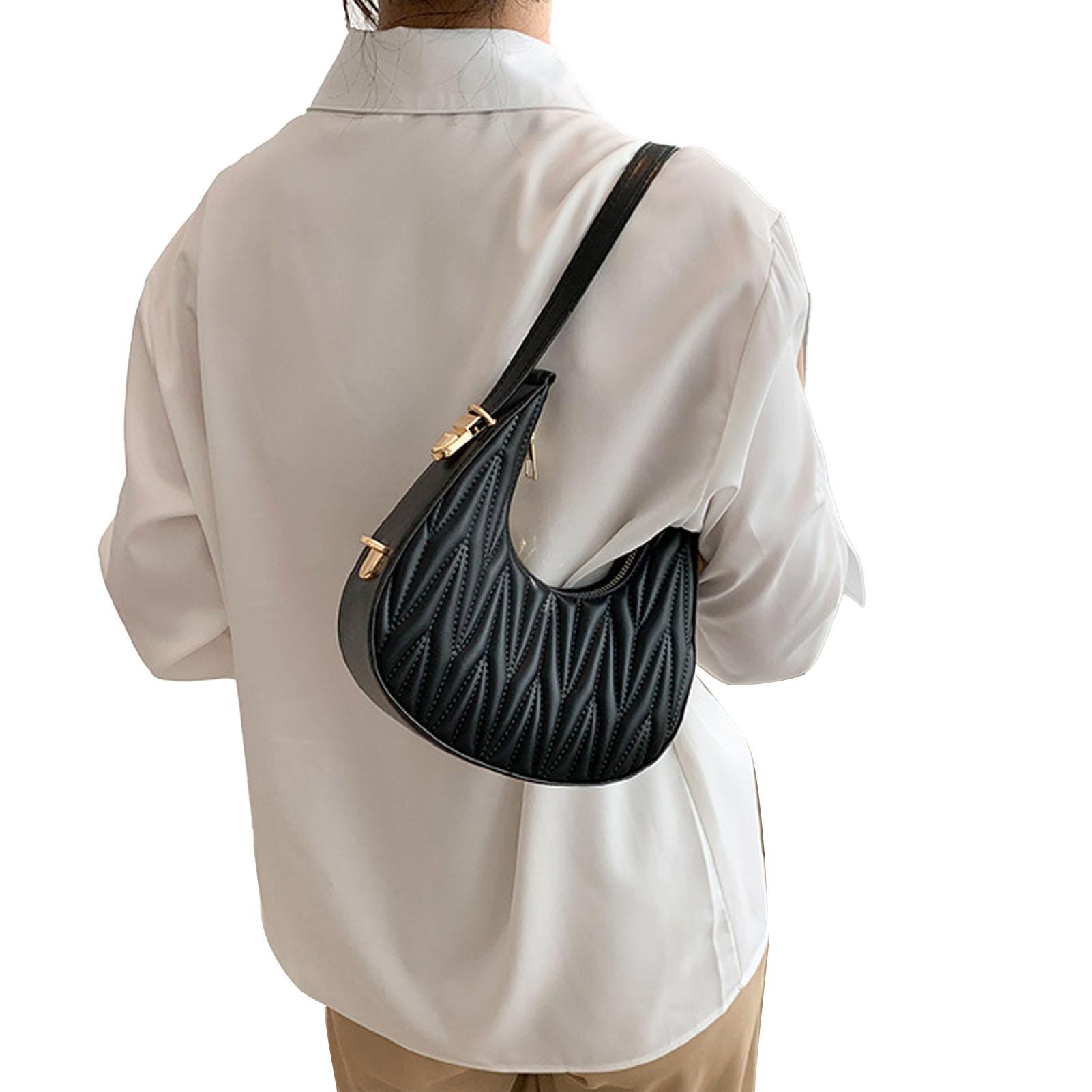 Women PU Leather Underarm Bag Fashionable Lightweight Zipper PU Shoulder Bag Purse Handbag Black Free Size 990₽