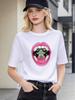 Unisex T-shirt Cool Mouth UFO Print Casual Soft Top Daily Streetwear