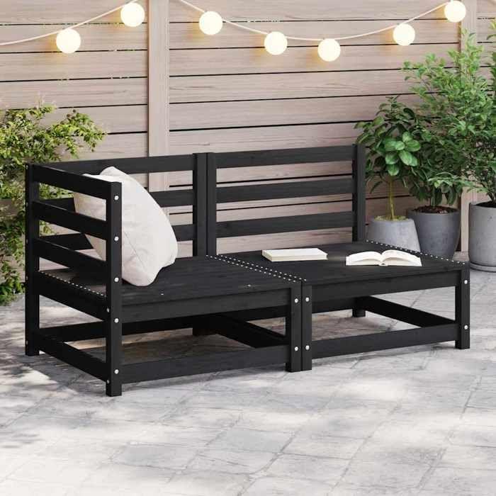VidaXL Garden Lounge Set 2 Pcs Patio Furniture Outdoor Furniture Garden Furniture Patio Furniture Black 805694