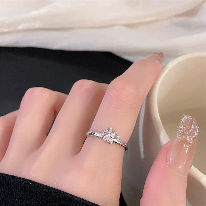French Green Moon Series Open Ring Niche Design Fashionable High-End Individual Cold Wind Ring Woman