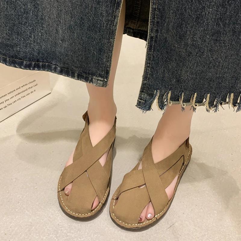 Mote 2025 Luksus Damesko Sandaler Flate Lav Hæl Joggesko Fritid Gladiator Barfot Loafers Slip-on Sommer Vår Komfortable