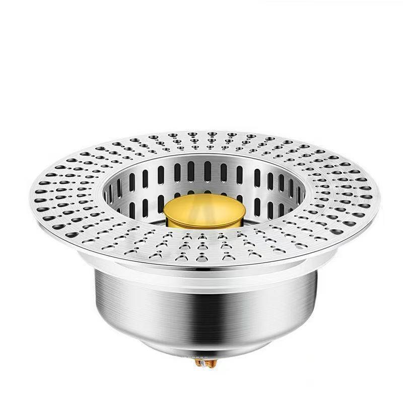 Universal Stainless Steel Sink Drainer: Press-Type Basin Filter & Leak Stopper