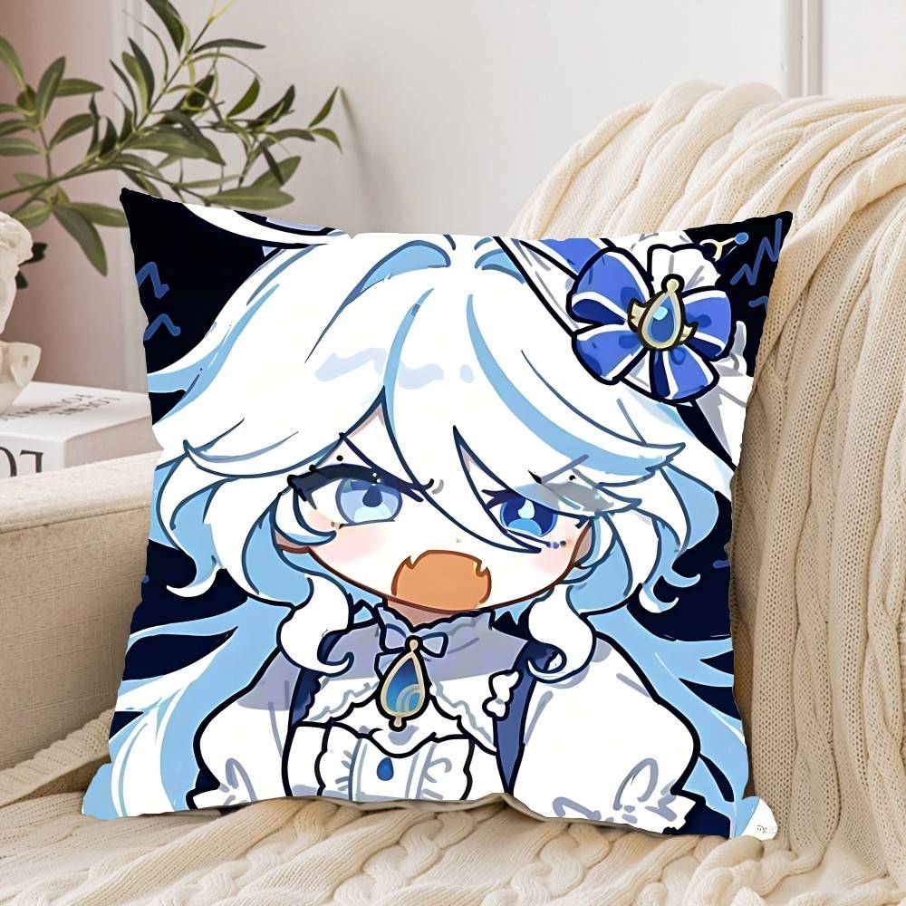 Cute F-Furina G-Genshin Impact Pillow Case Cushion Cover Soft Cute Throw Pillow Case For Car Sofa Pillowcase Polyester