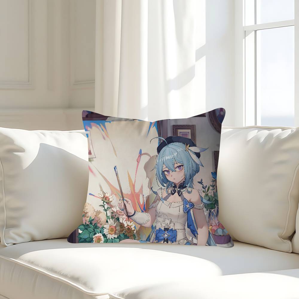 H-HONKAI IMPACTS Karaktärskuddfodral Avtagbart Tvättbart Kuddfodral – Mjukt Linne för Alla Årstider