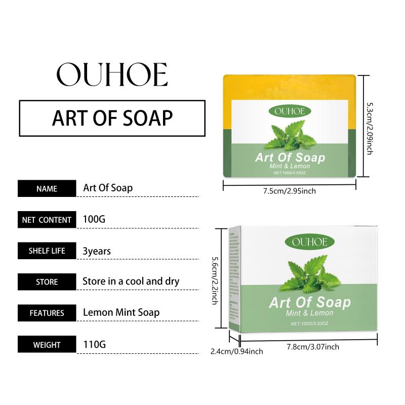 1/2/4/6Pcs Mint Soapimprove Skin Luster, Gentle Cleansing And Moisturizing Handmade Essential Oil Nourishing Bath Soap