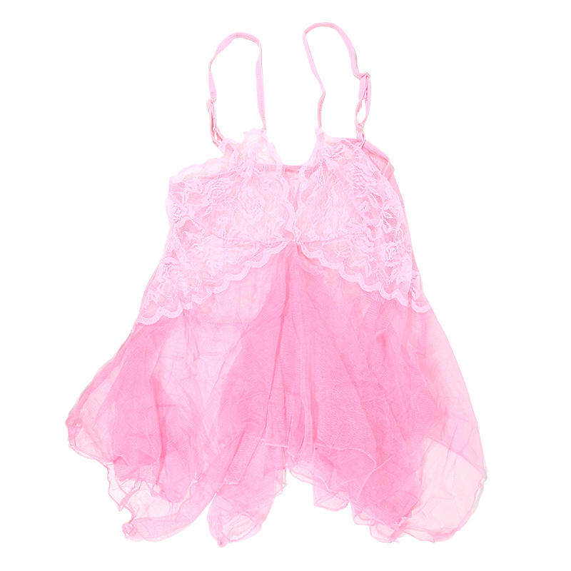 Damenmode Spitze Dessous V-Ausschnitt vorne Babydoll Mesh Nachtwäsche Outfits mit Slip Outfits Sexy Kleid Nachthemd