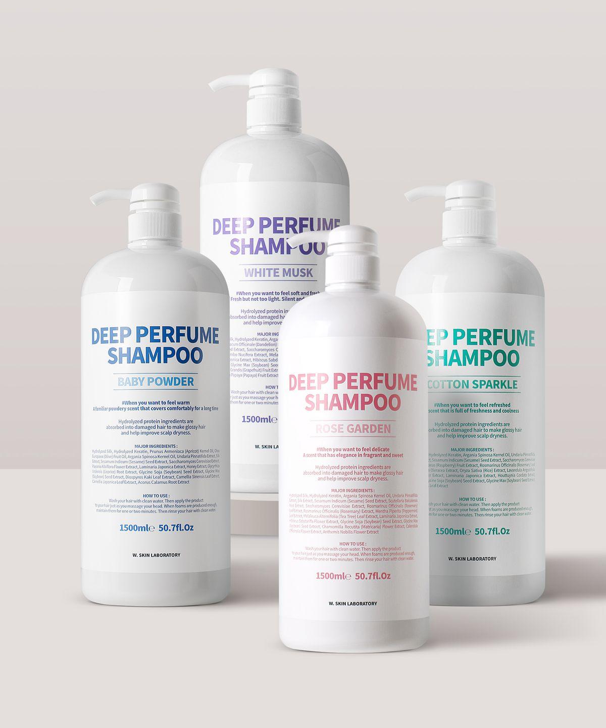 [ 2 Pack ] Deep Perfume Shampoo 1500ml (4 Types) / (Baby Powder, White Musk, Cotton Sparkle, Rose Garden) Choose 2 Baby powder
