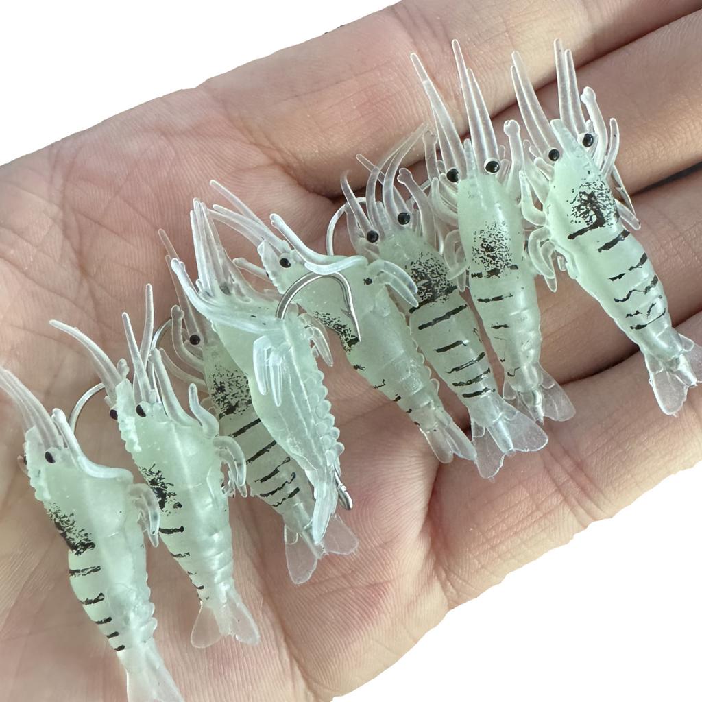 5/10/20pcs Luminous Shrimp-Shaped Fishing Lures with Hooks - Soft Simulation Material, Multi-Pack