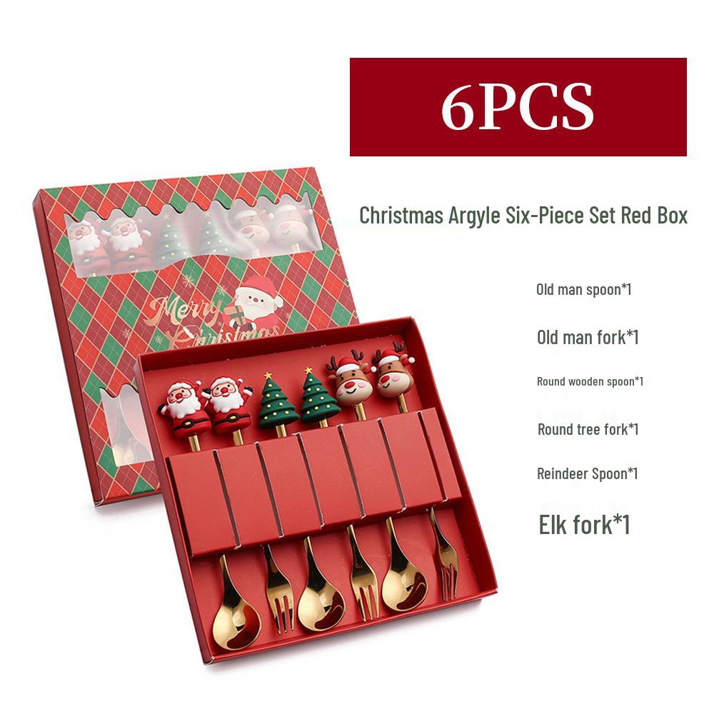 Weihnachtsbaum Edelstahl Löffel- und Gabelset - Kreatives Dessert- und Kaffee-Besteck