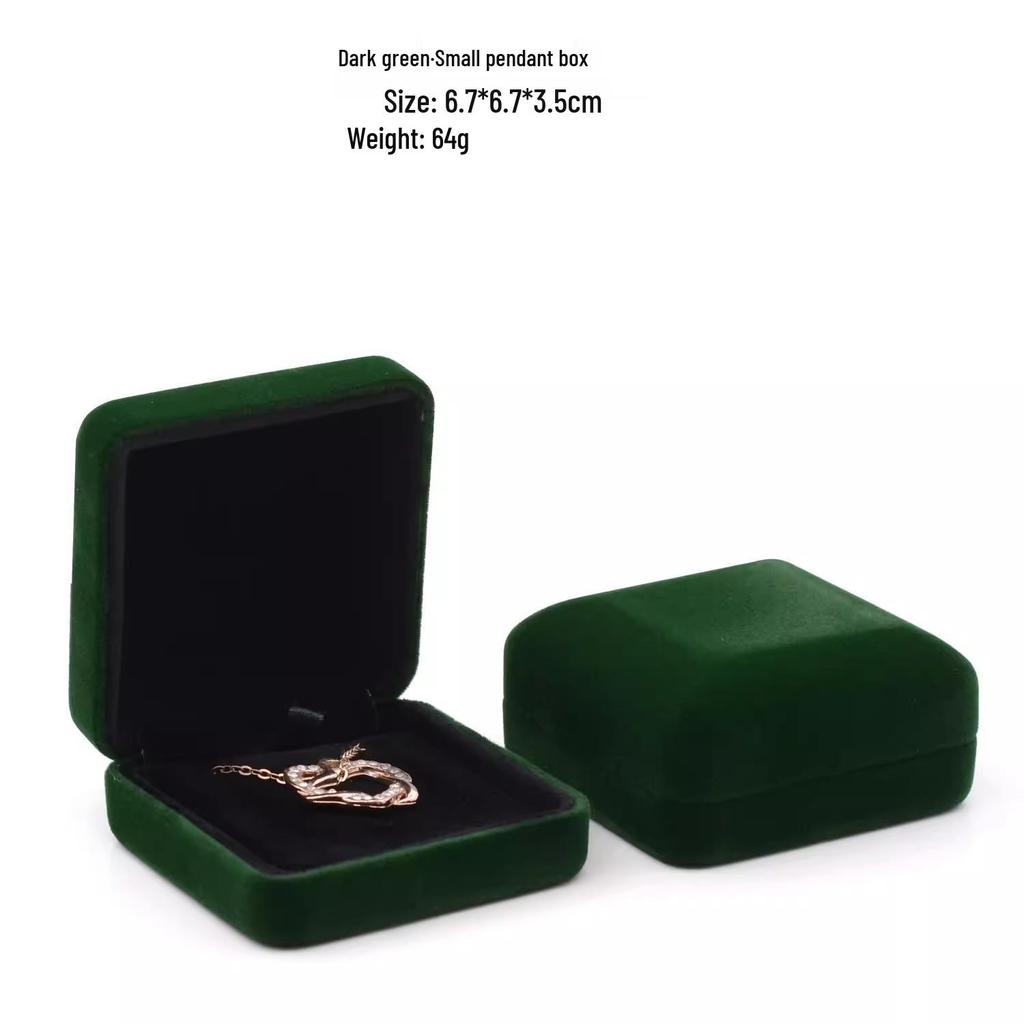 Scatola Gioielli Verde Scura in Velluto - Scatola Regalo per Collana, Anello, Bracciale Rigido e Braccialetto