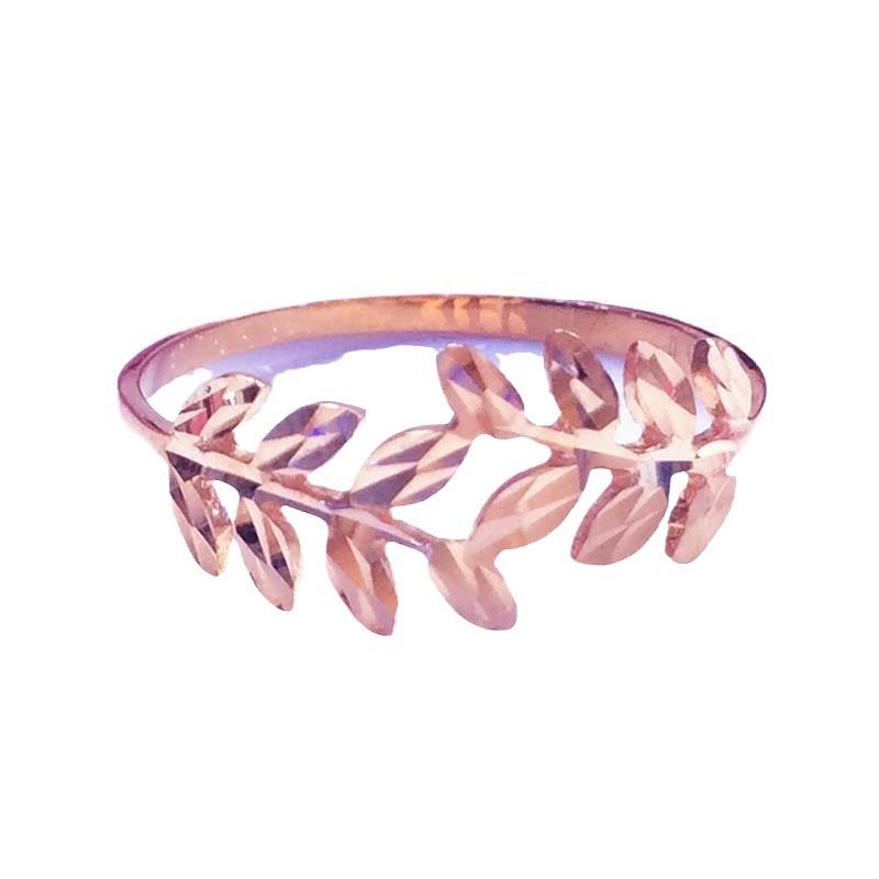 Purple Gold Plated Rose Gold Leaf Ring, Simple Personality Temperament, Live Design Ring