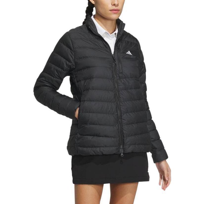 adidas 630 Padded Solid Color Stand Collar Zipper Casual Jacket Women Jacket Black HZ6031