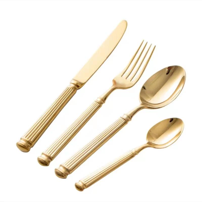 Europe Silver Luxury Fashion Cutlery Set 18/10 Stainless Steel Creativity Gift Roman Column Flatware 304