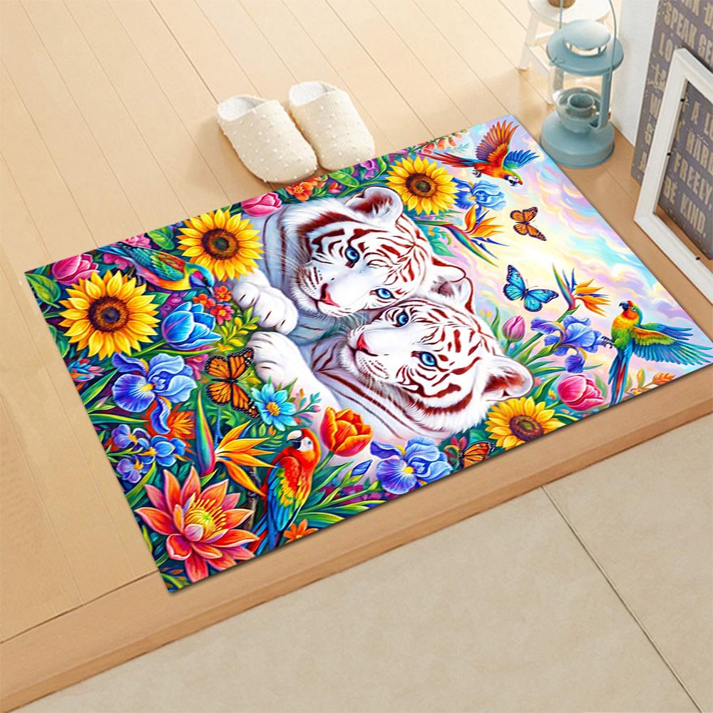 White Tiger Family for Living Room Rug, BedRoom Rug, Study Room Rug, Hallway Decoration, Perfect for Home Decoration or Holiday Gifts