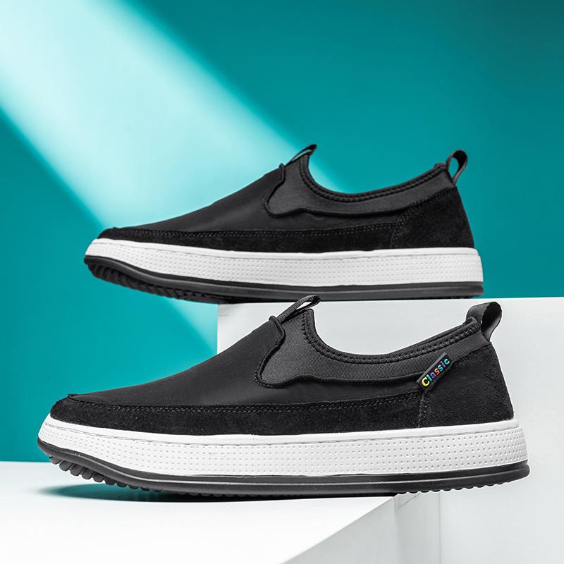 Fashion Retro Style Men Casual Shoes Slip On Canvas Loafers Comfortable Walking Flats Man Non Slip Soft Moccasins Summer Driving Shoes