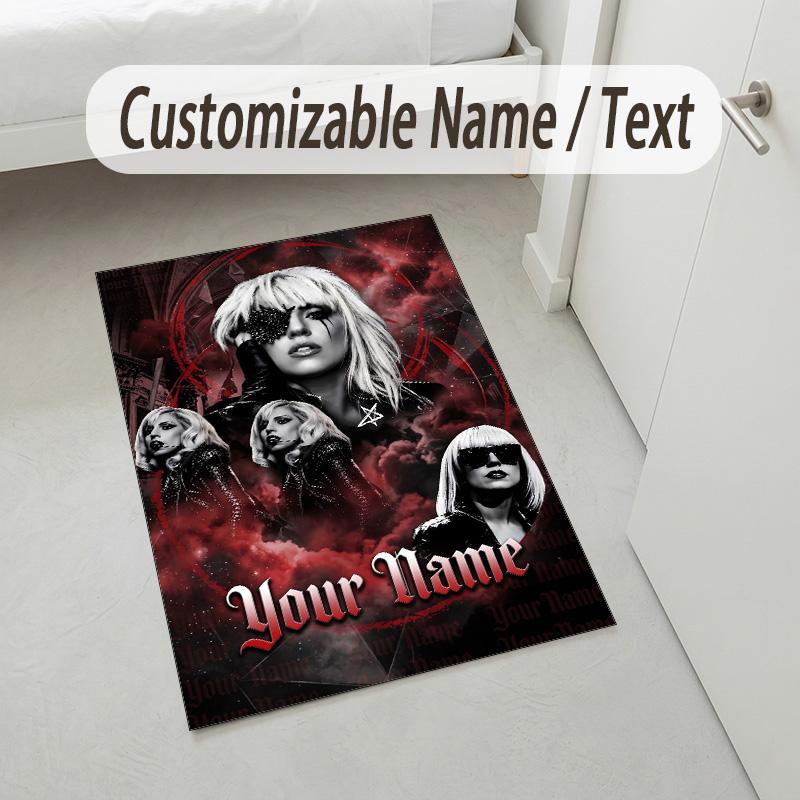 Personalized Crystal Velvet Carpet,Lady Gaga Custom Printed Name, Plush Area Rug For Home Indoor Decor