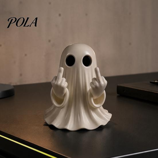 Spooky Cute Home Decor Halloween Ghost Figurine, Funny Middle Finger Statue, Table Decorations, Cartoon Modern Resin Holiday Desktop Ornament