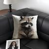 Raccoon Cute Cushion Cover Natural Linen Organic Fabric DoubleSided Printing Sofa Home Decor Gift Pillow Case