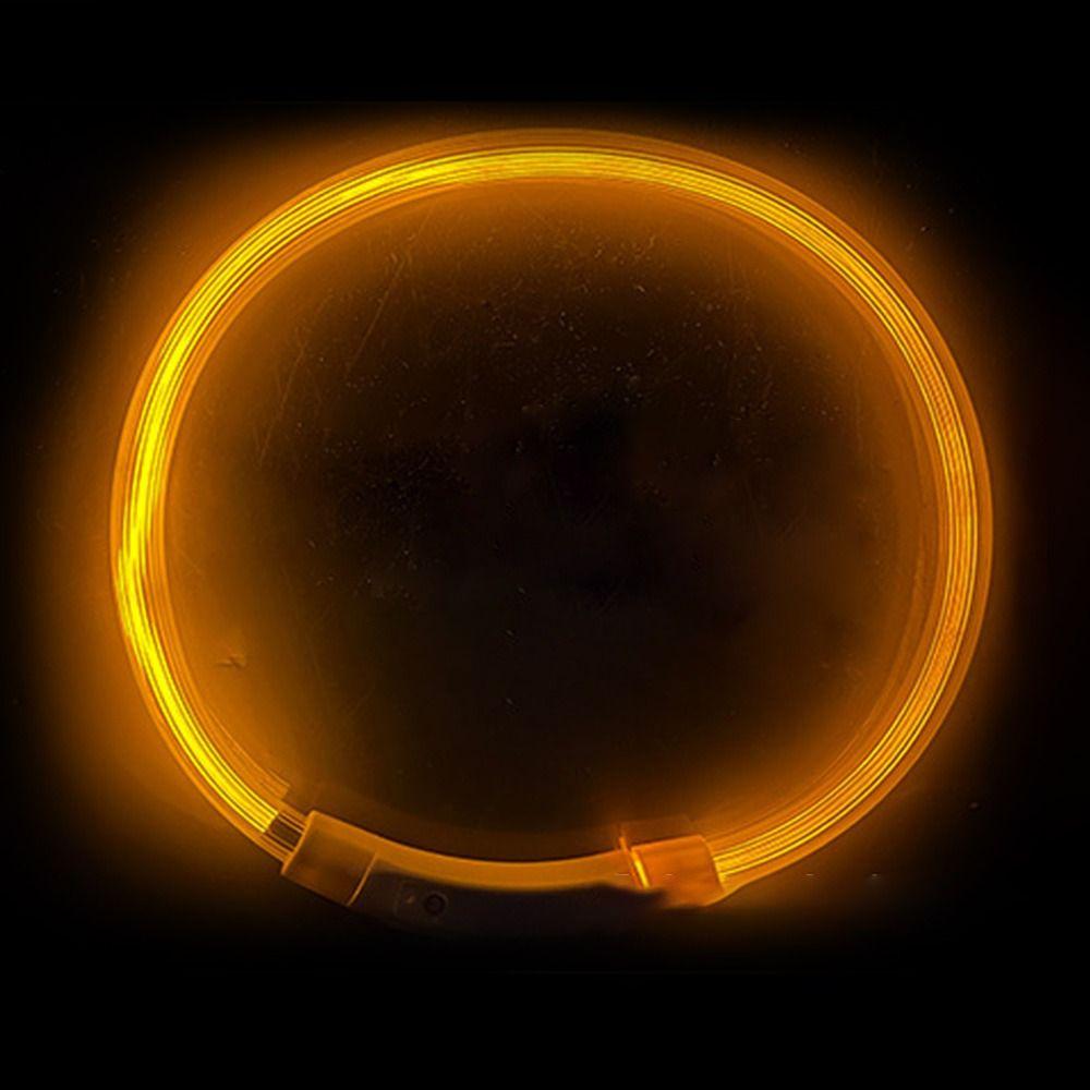 

Многоцветные светящиеся безопасные мигающие домашние ошейники с USB-подзарядкой, светодиодный ошейник для собак, товары для питомцев жёлтый