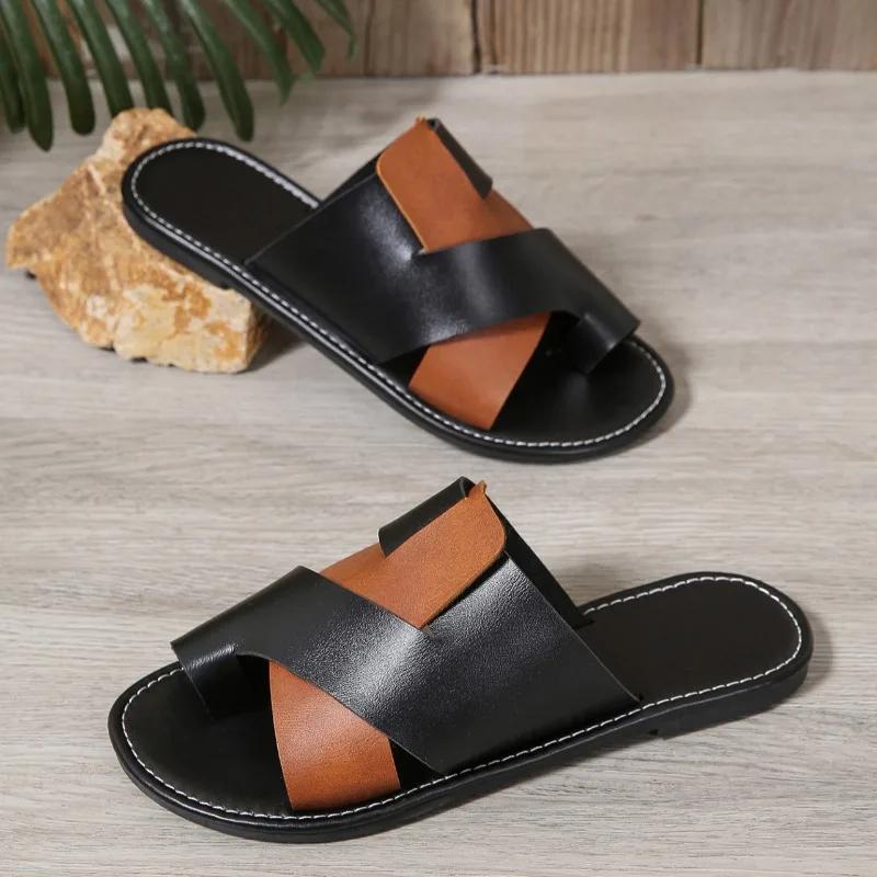 Plus Size  Shoes Female Thong Women's Slippers Outdoor Casual Sandals Women Round Toe Mixed Colors Flat with Open Toe Sandal