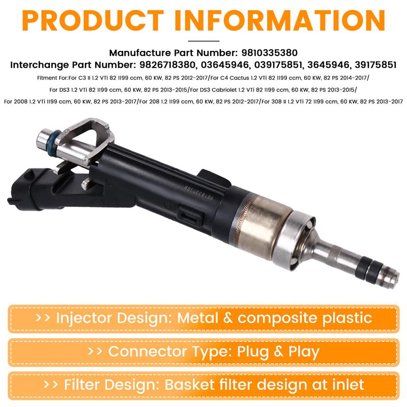 Seltsame Autokraftstoffeinspritzdüsen 9810335380 Für Citroen C3 C4 DS3 DS4 DS Für 2008 3008 5008 1.2 THP