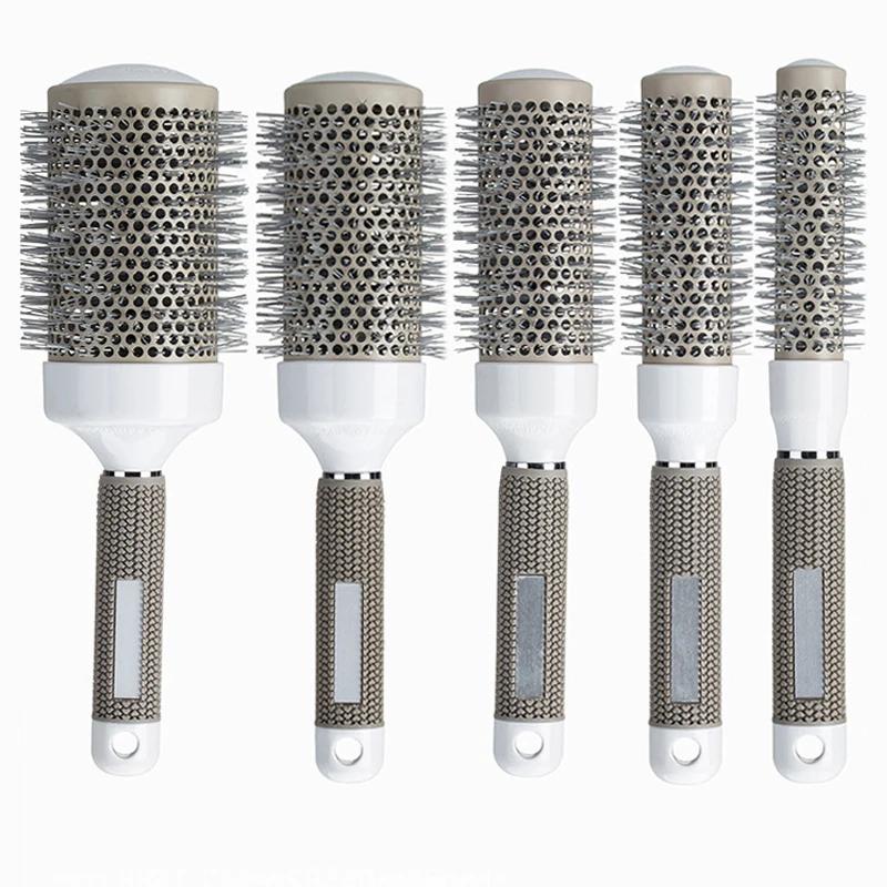 5 Size Ceramic Ion Hair Brush Nano Hairbrush Thermal Ceramic Ion Round Comb Hairdressing Hair Salon Styling Drying Curling
