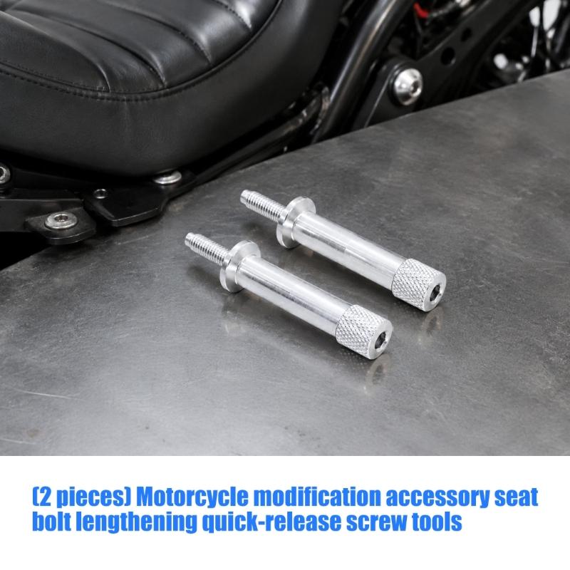 Aluminum Motorcycle Seat Fasteners with Machined Construction, Anodized Finish, Threaded Ends, and Knurled Grip Heads