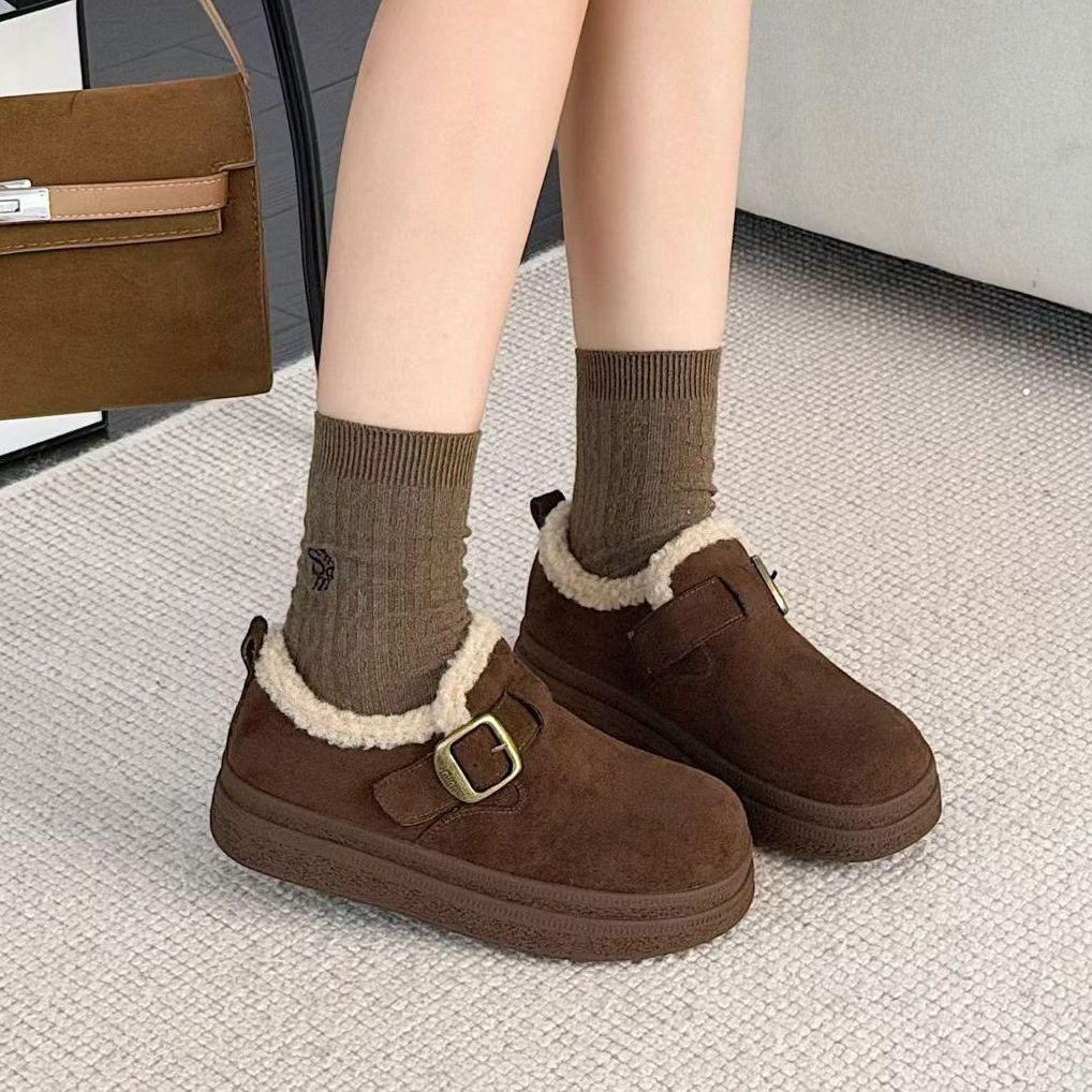 

Женские зимние ботинки на толстой подошве с интегрированным мехом, не утомляющие ноги, легкие, теплые, защищающие от холода, утепленные снегоступы, нескользящие, износостойкие, повседневные кроссовки, хлопковые ботинки 40 темно-коричневого