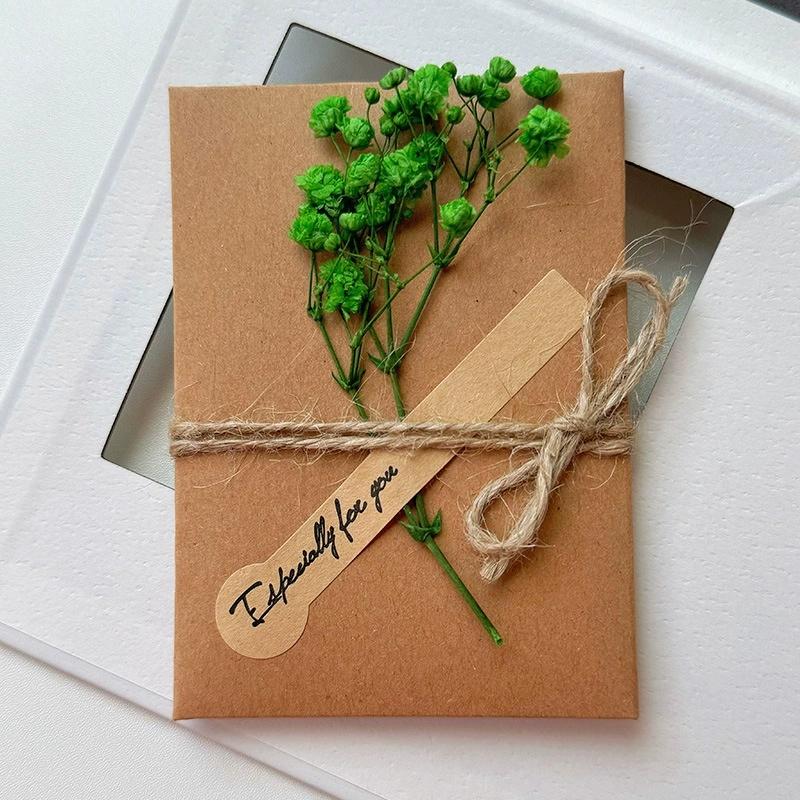 Vintage Handmade Kraft Paper Flower Greeting Card Birthday Card Thank You Card Greeting Card Envelope Student Stationery Supplies
