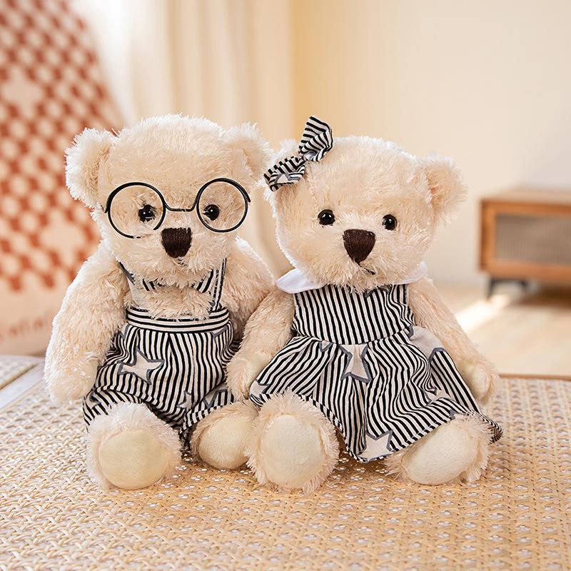 Niedlich Niedlich Angezogene Bärenpuppe Plüschtier Pastorales Blumenkleid Teddybärpuppe Puppe