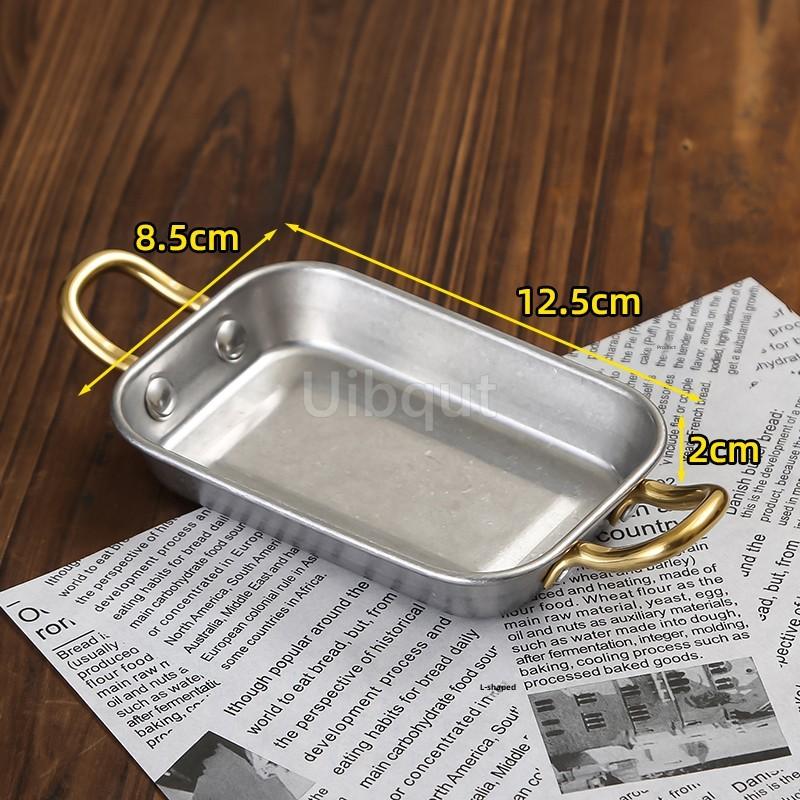 Retro Basket Golden French Fries Flat food tray stainless steel square snack small creative fried chicken plate with handles 10inch